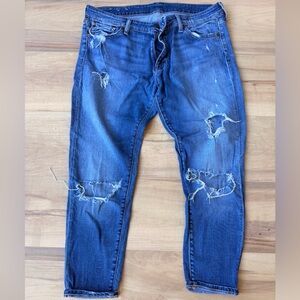 Ralph Lauren Dark Blue Ripped Cropped Jeans